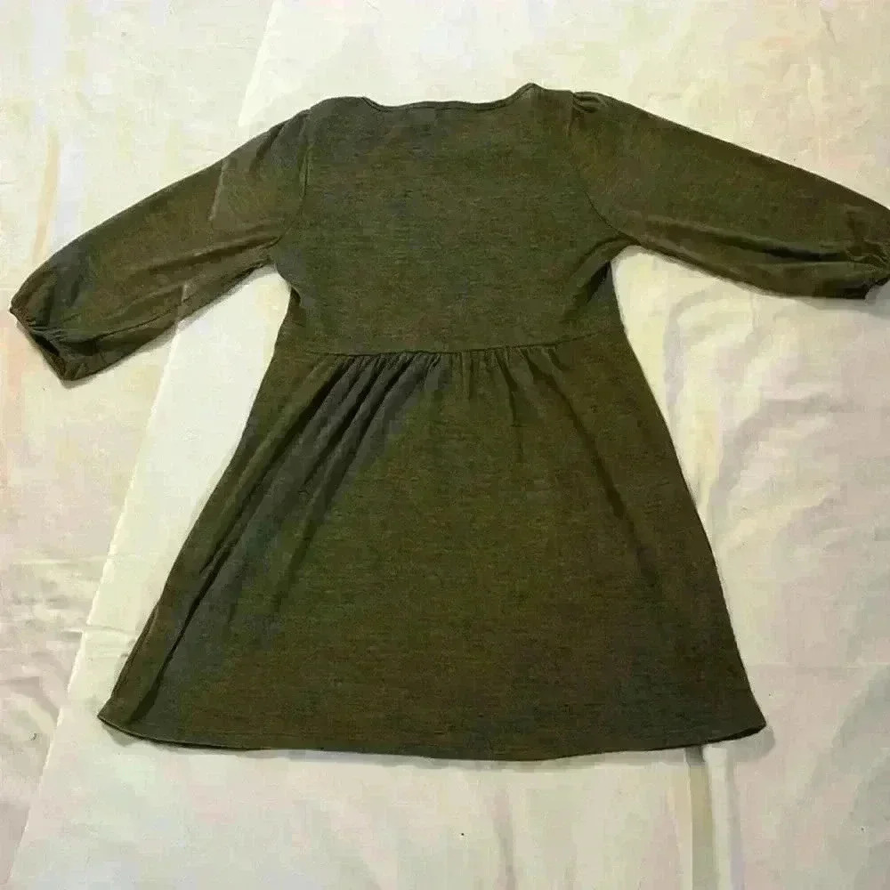 NWT Alter’d State Olive green woman’s L dress. 3/4 sleeves soft and versatile - Picture 4 of 8